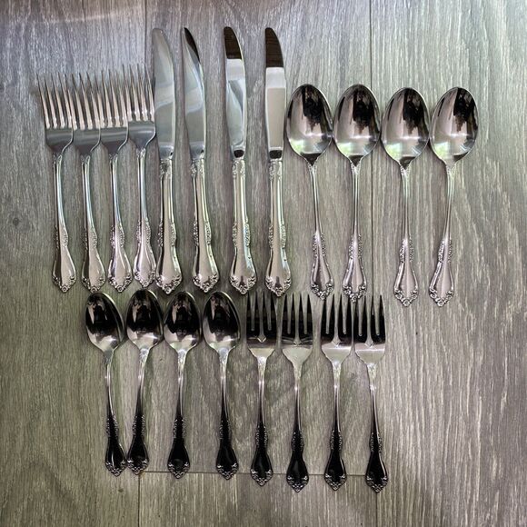 Flatware Service for 4 Rogers Oneida Mansfield Stainless Steel 20 pc Vintage 90s - Picture 2 of 8